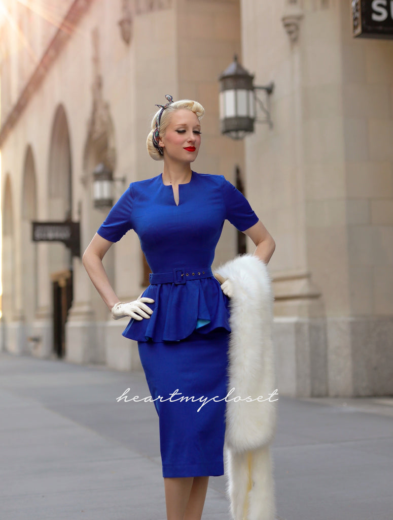 Audrey - vintage pencil dress with peplum 30s 40s