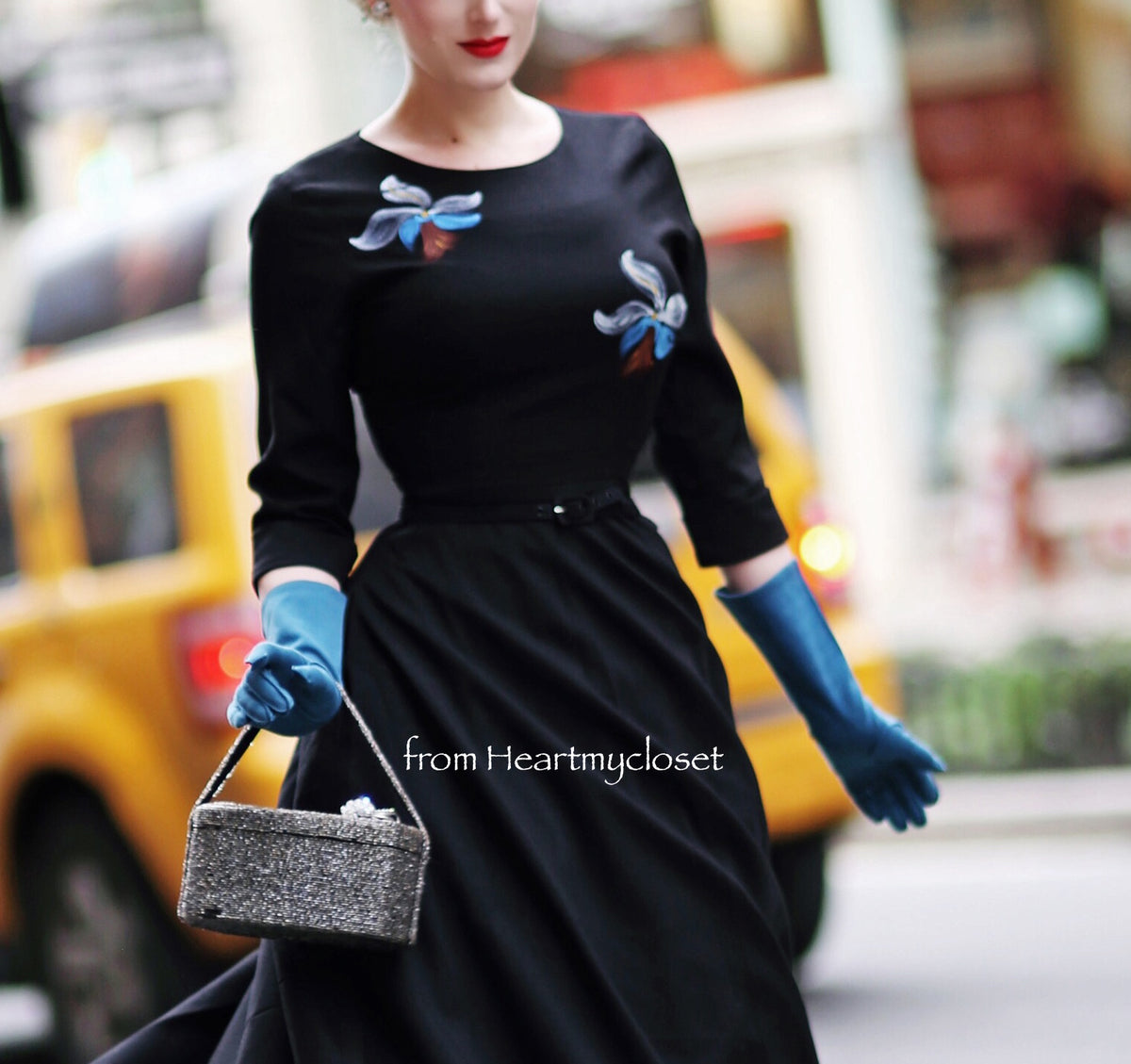 hand paint flower dress - swing or pencil dress - heartmycloset