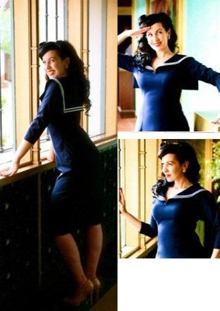 Sailor - retro style with satin trim collar - heartmycloset