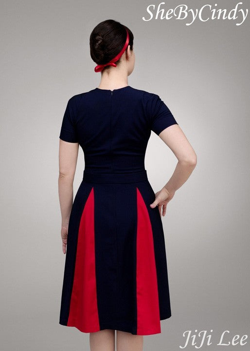 Heather - Mad Men dress swing with contrast pleats - heartmycloset