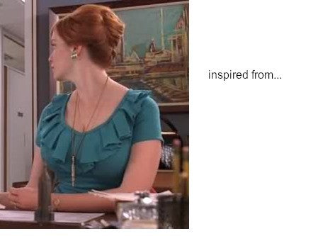 Ivana - Joan Holloway pleated collar vintage pencil dress - heartmycloset