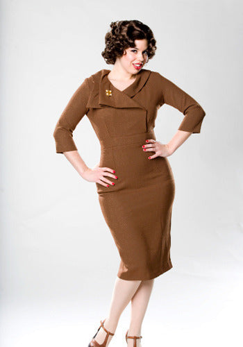 JACKIE - Joan Holloway inspired pencil dress draped collar - heartmycloset