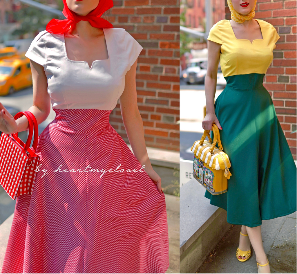 Caroline -1 - swing retro dress with cap sleeves 50s 60s