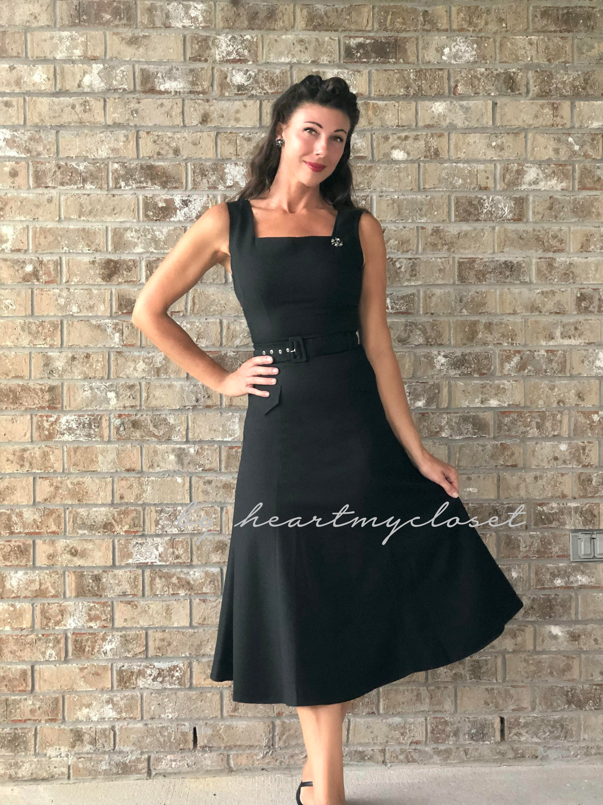 Duchess Meghan Markle Square Neck Midi Dress - heartmycloset