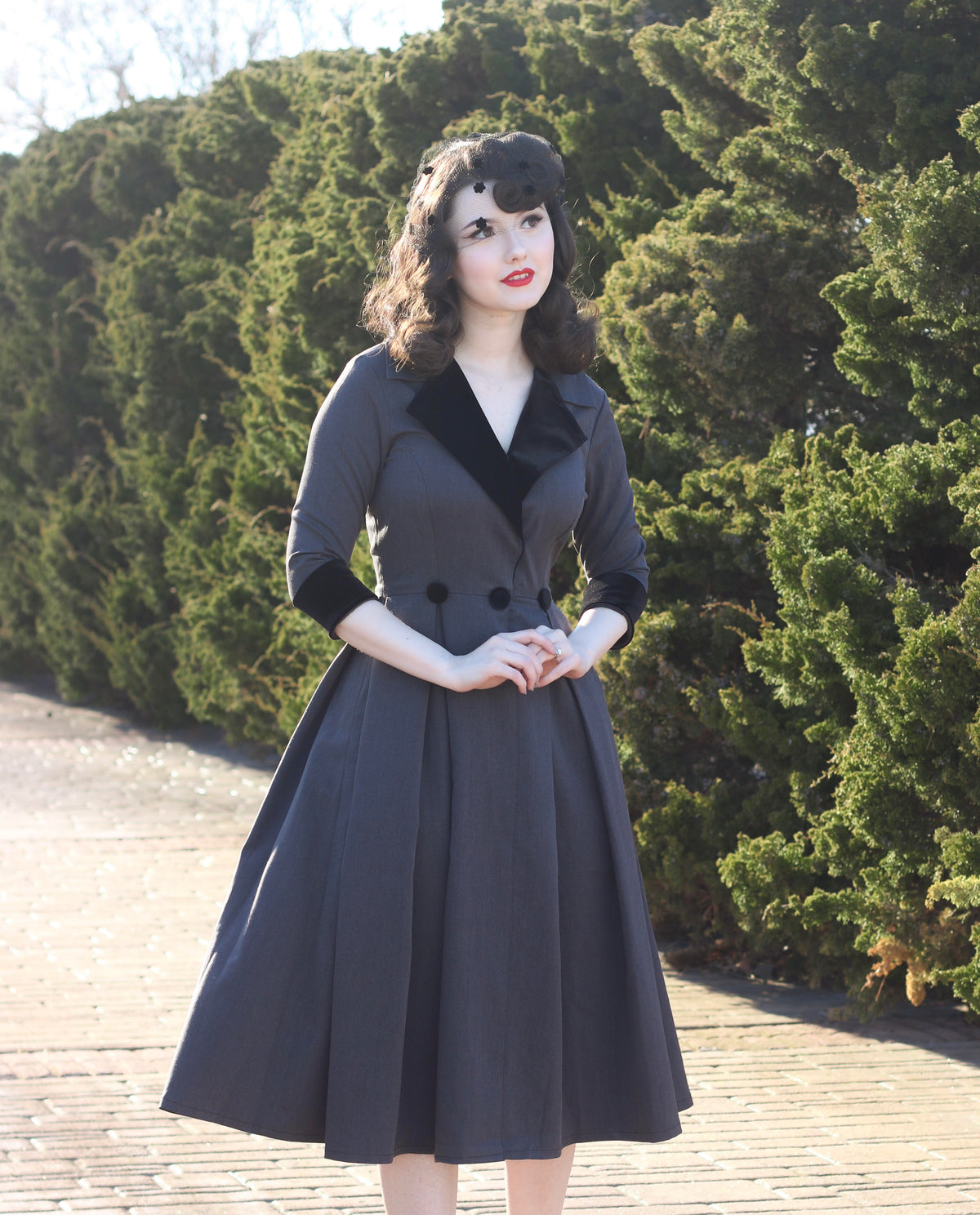 velvet swing pleat - 50s inspired dress - heartmycloset