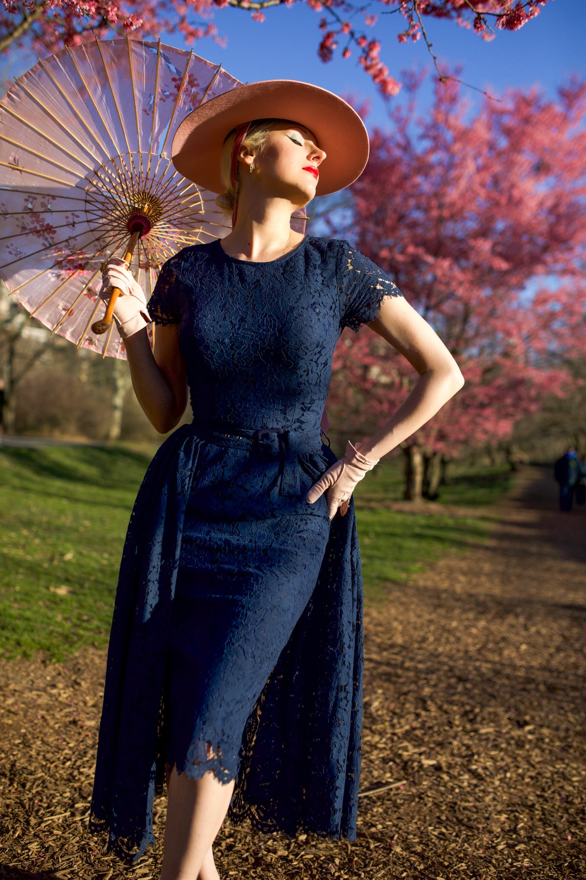 navy Lace Aurora pencil dress with removable skirt wrap - heartmycloset