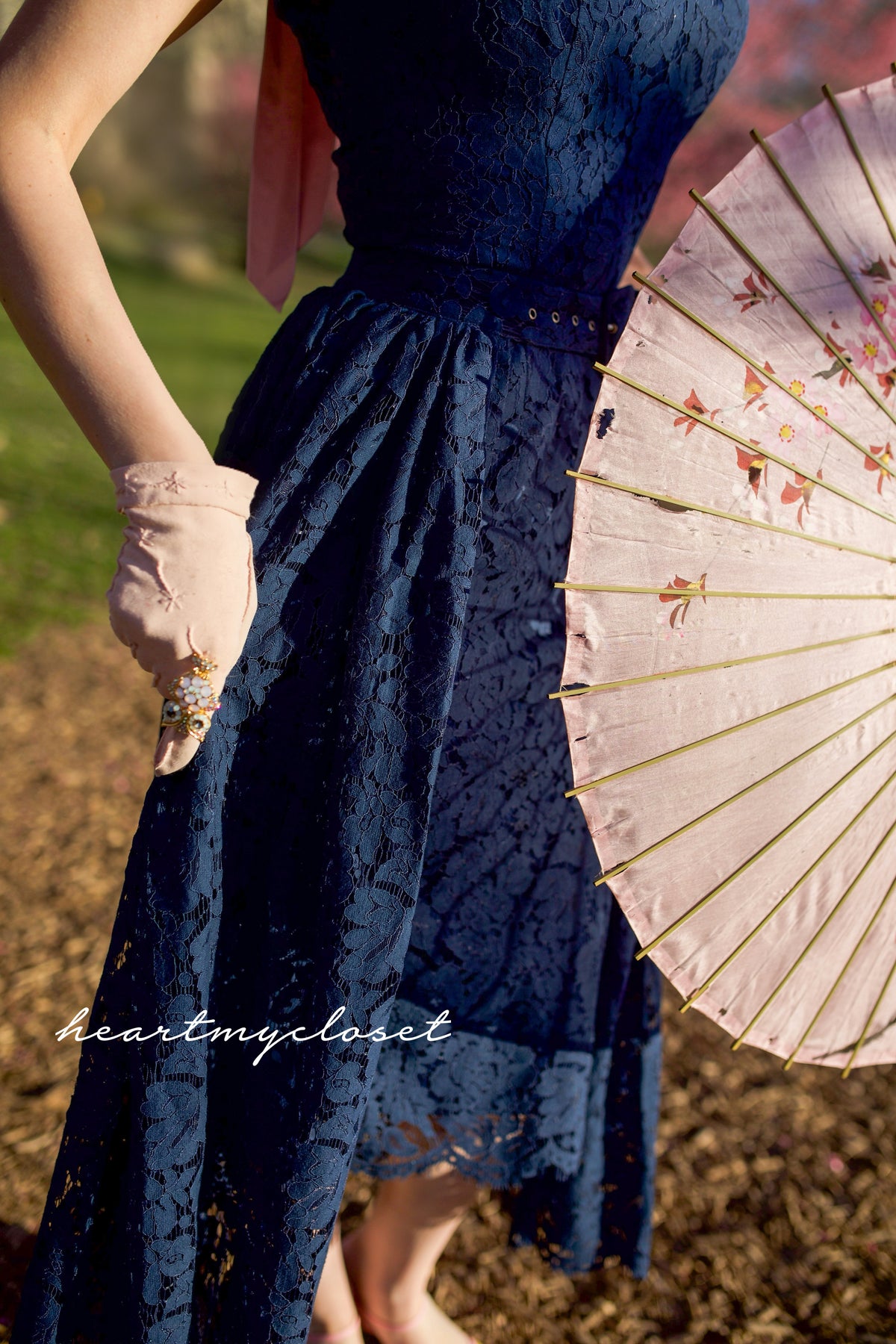navy Lace Aurora pencil dress with removable skirt wrap - heartmycloset
