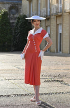 crepe satin JulieAnn - 1950s pleated vintage dress - heartmycloset