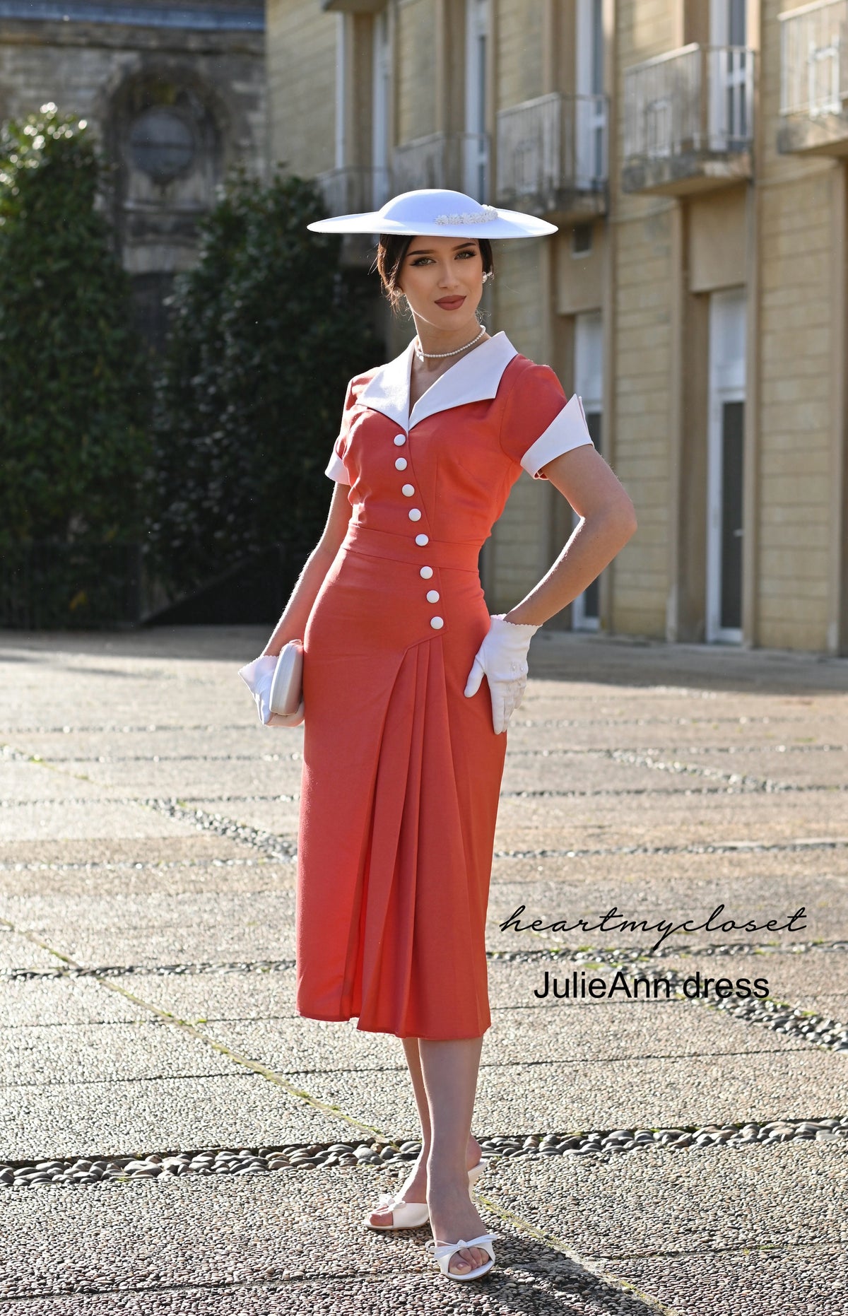 crepe satin JulieAnn - 1950s pleated vintage dress - heartmycloset