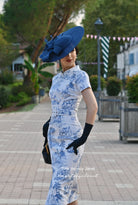 Toile de jouy Janet - 1950s pencil dress with pleat front - heartmycloset