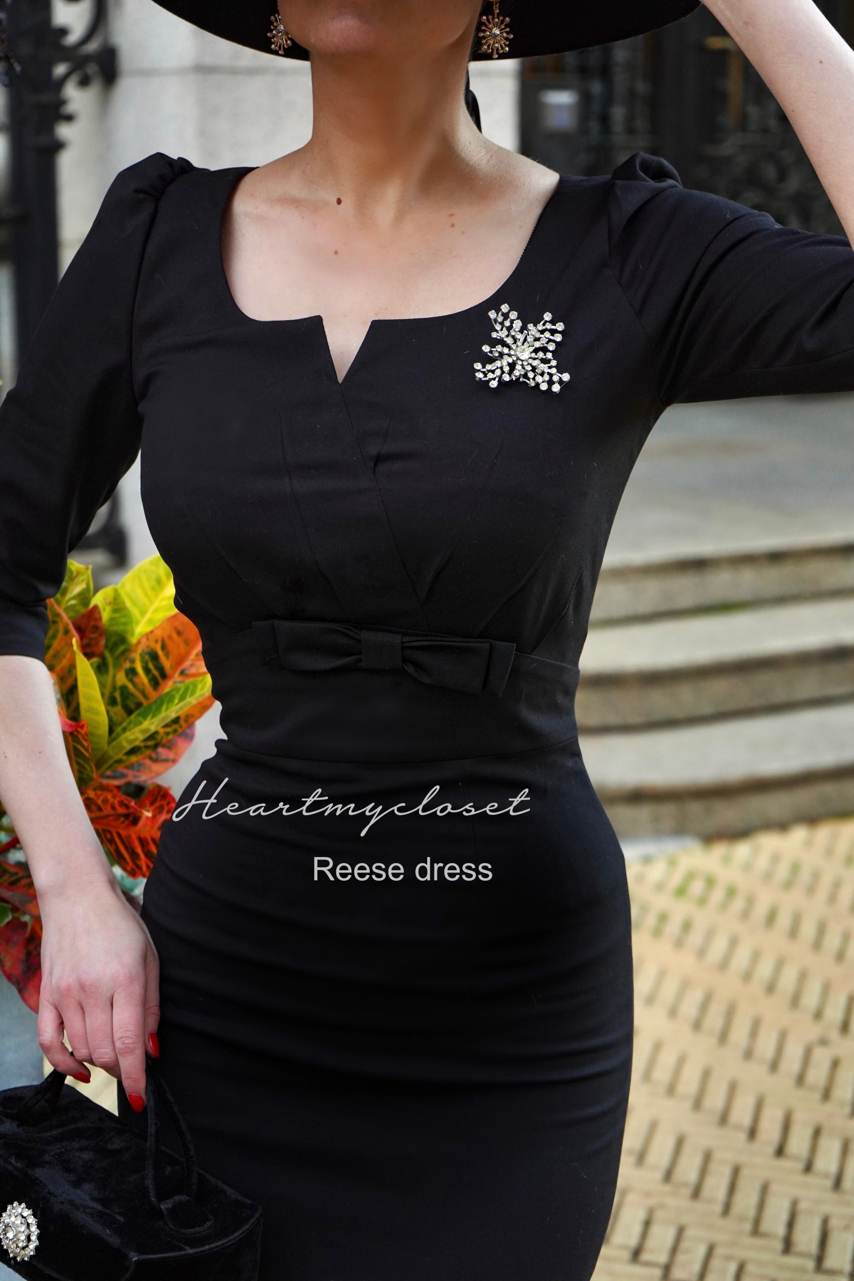 Reese Swing Retro Dress with Bow and Pleats | HeartMyCloset heartmycloset Reese Swing Retro Dress with Bow and Pleats | HeartMyCloset heartmycloset