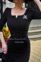 Reese pencil dress -1950s retro dress with bow and pleats - heartmycloset