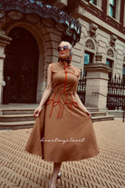 RACHEL in camel - swing vintage inspired dress - heartmycloset