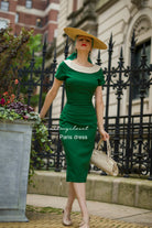 Paris - retro vintage pencil dress bow back - heartmycloset
