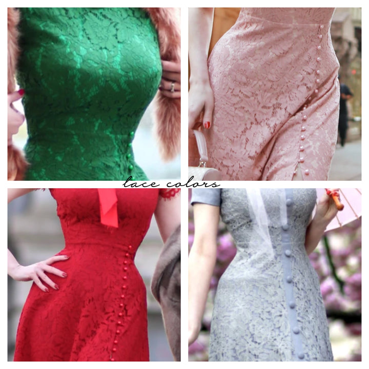 Lace Aurora pencil dress with removable skirt wrap