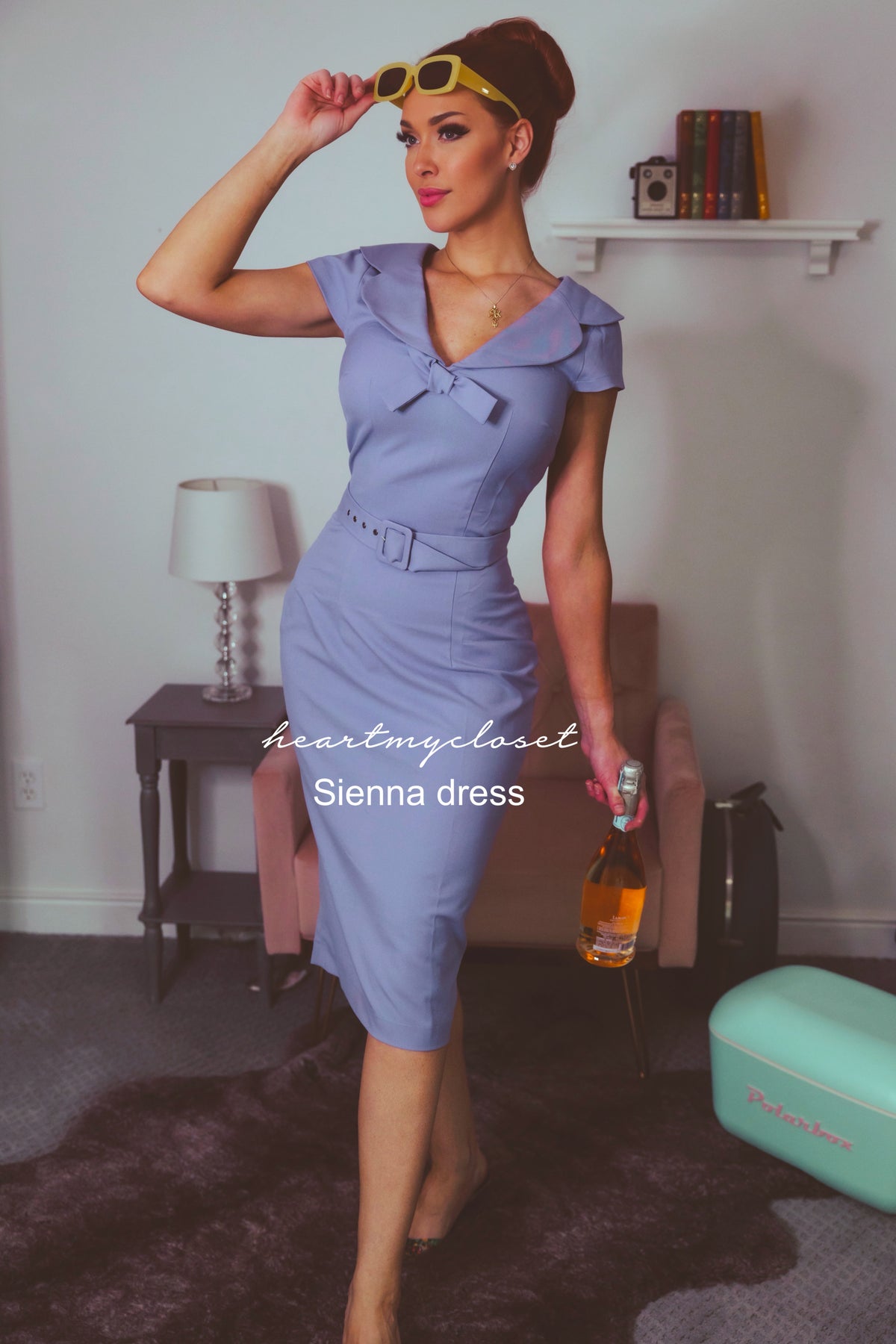 lavender bow tie- vintage tv inspired dress 50s 60s - heartmycloset