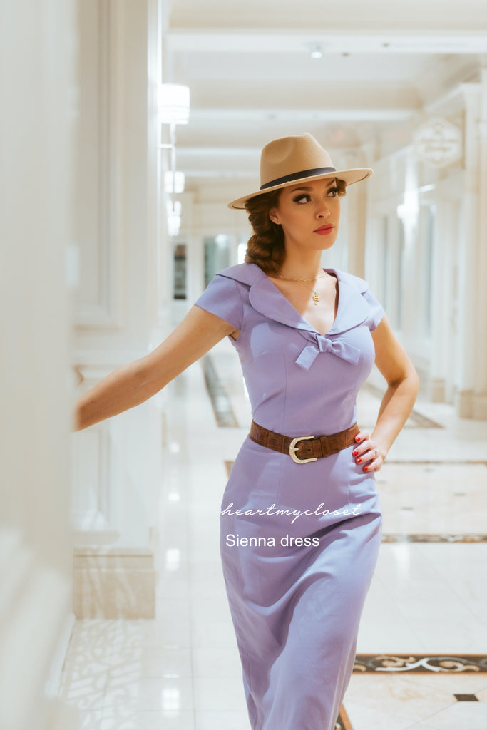 lavender bow tie- vintage tv inspired dress 50s 60s
