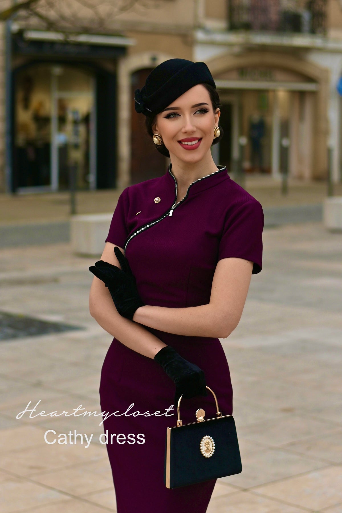 Cathy pencil - mandarin collar pencil dress - heartmycloset