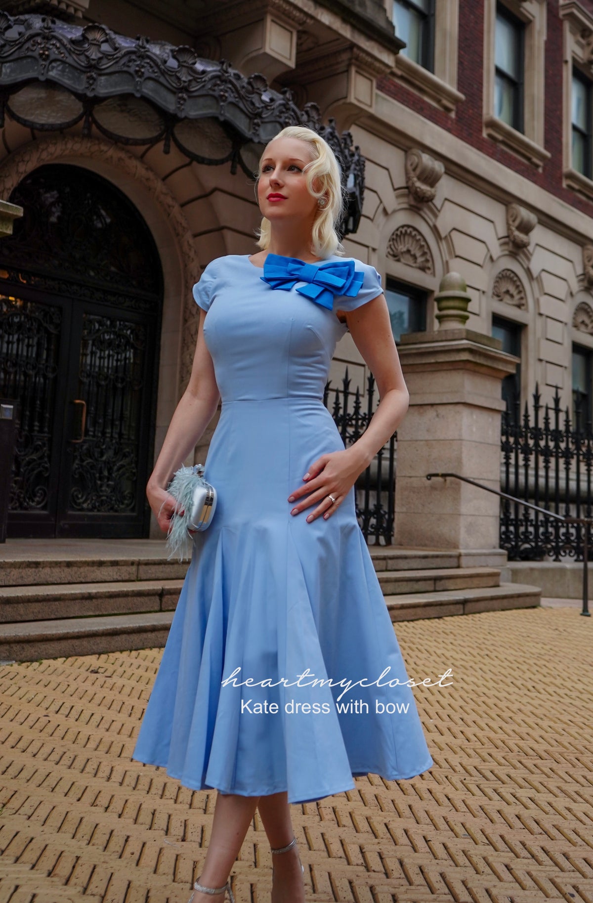 Kate dress with bow- cap sleeves and panel skirt - heartmycloset
