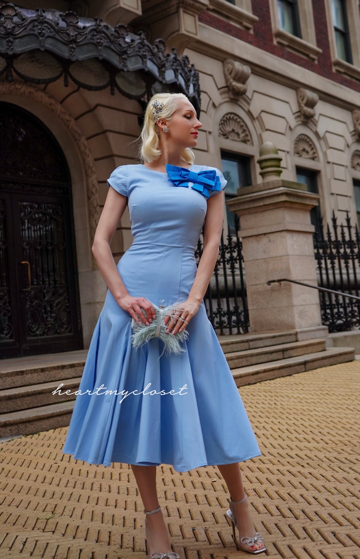 Kate dress with bow- cap sleeves and panel skirt - heartmycloset