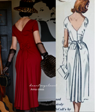 ANNA- 1950s vintage dress with pleat at back - heartmycloset