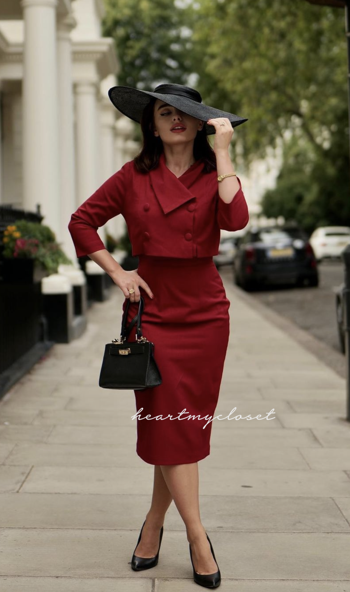 1950s red pencil sales skirt