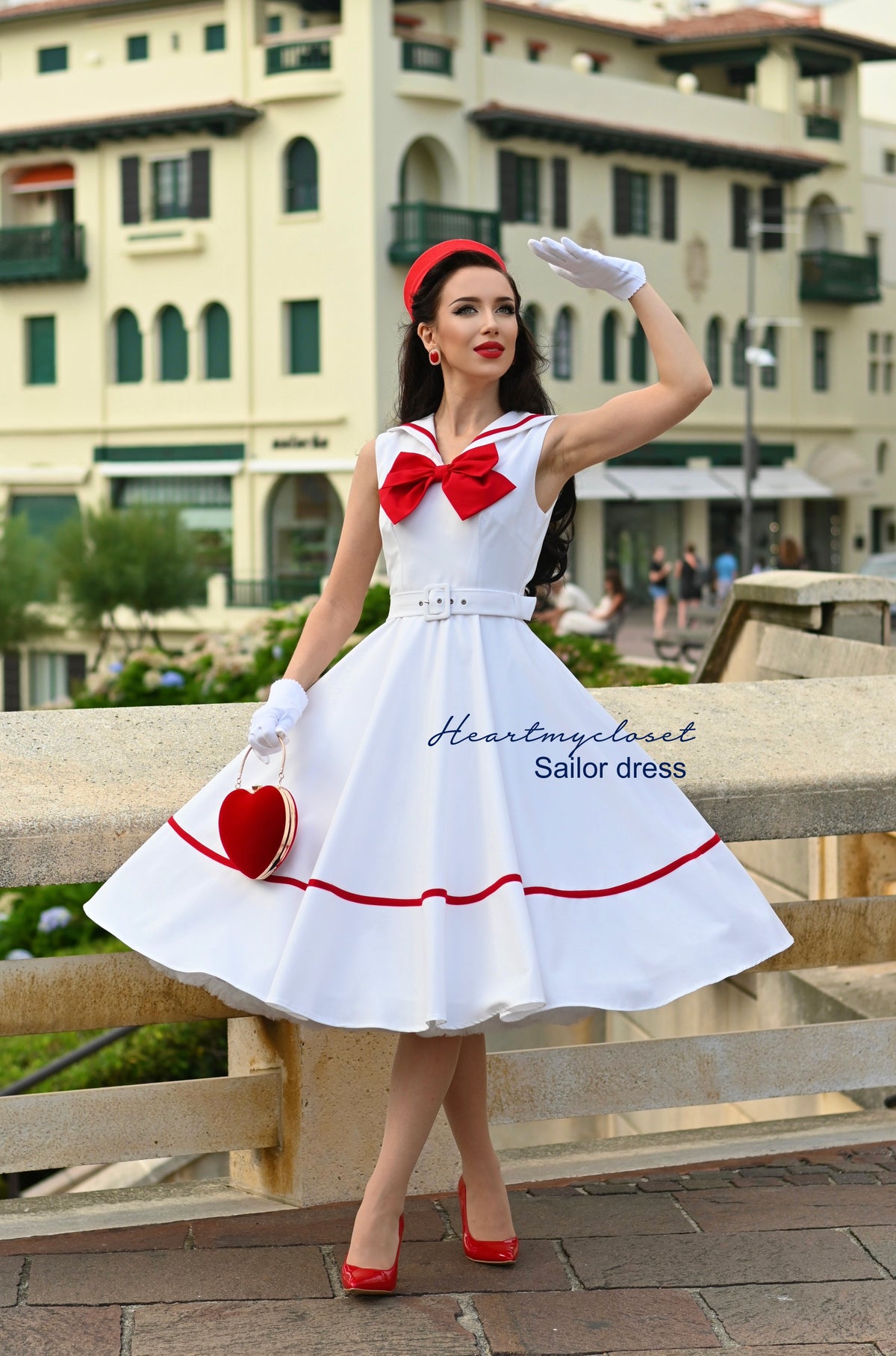 Sailor swing dress - 1950s inspired vintage - heartmycloset