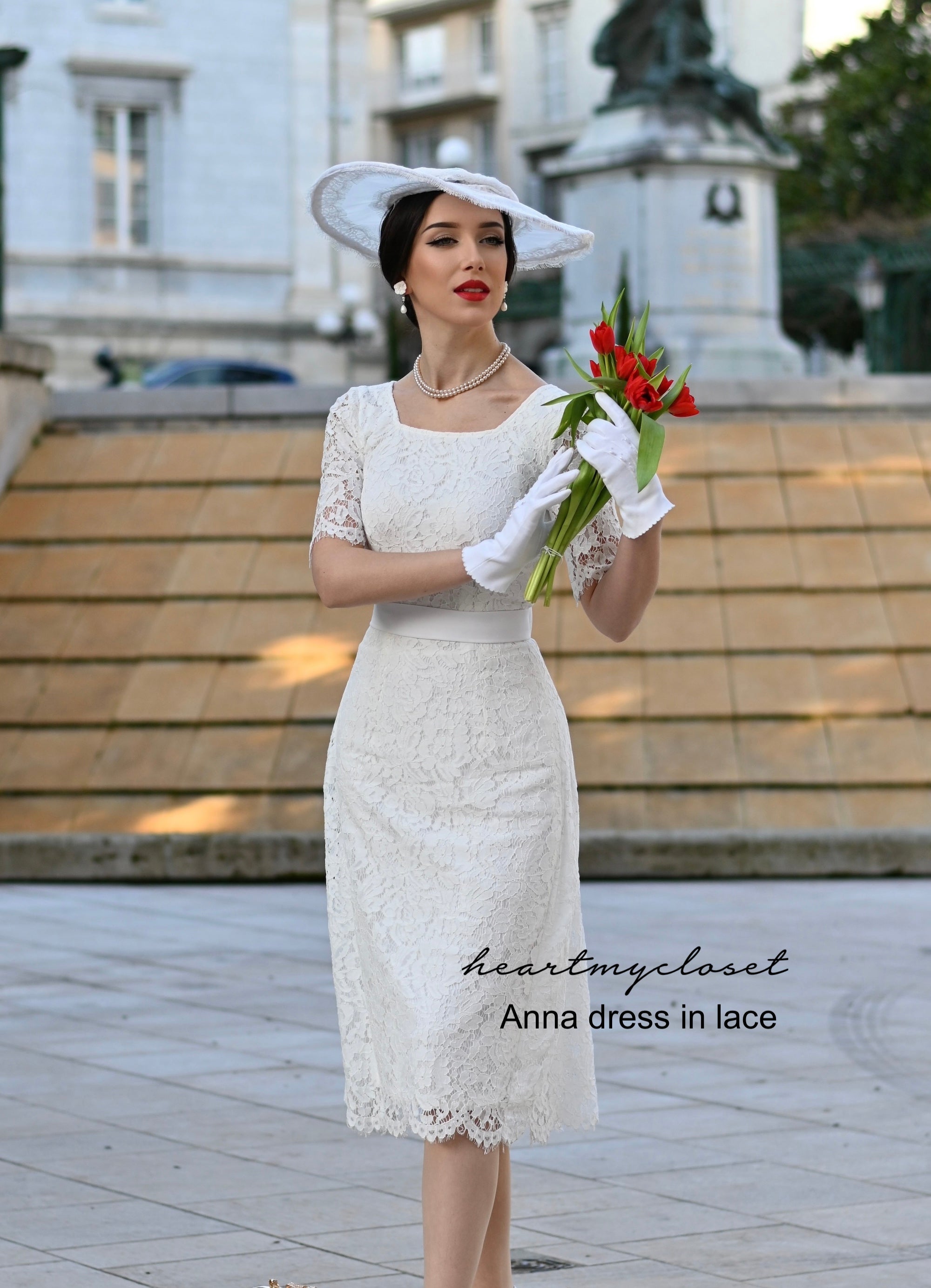 anna lace dress Anna lace- 1950s vintage dress with pleat at back heartmycloset