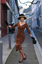 Ashley leopard - retro vintage bow dress pencil - heartmycloset