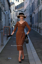 Ashley leopard - retro vintage bow dress pencil - heartmycloset