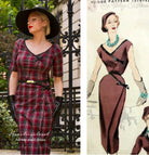 Ashley plaid with belt - retro vintage bow dress pencil - heartmycloset