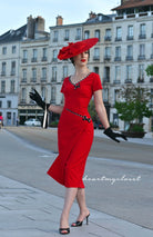 Ashley polkadot - retro vintage bow dress pencil - heartmycloset