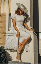 Lace Aurora pencil dress with removable skirt wrap - heartmycloset