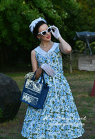 Bluebell garden dress - blue floral cotton swing dress 1950s inspired - heartmycloset