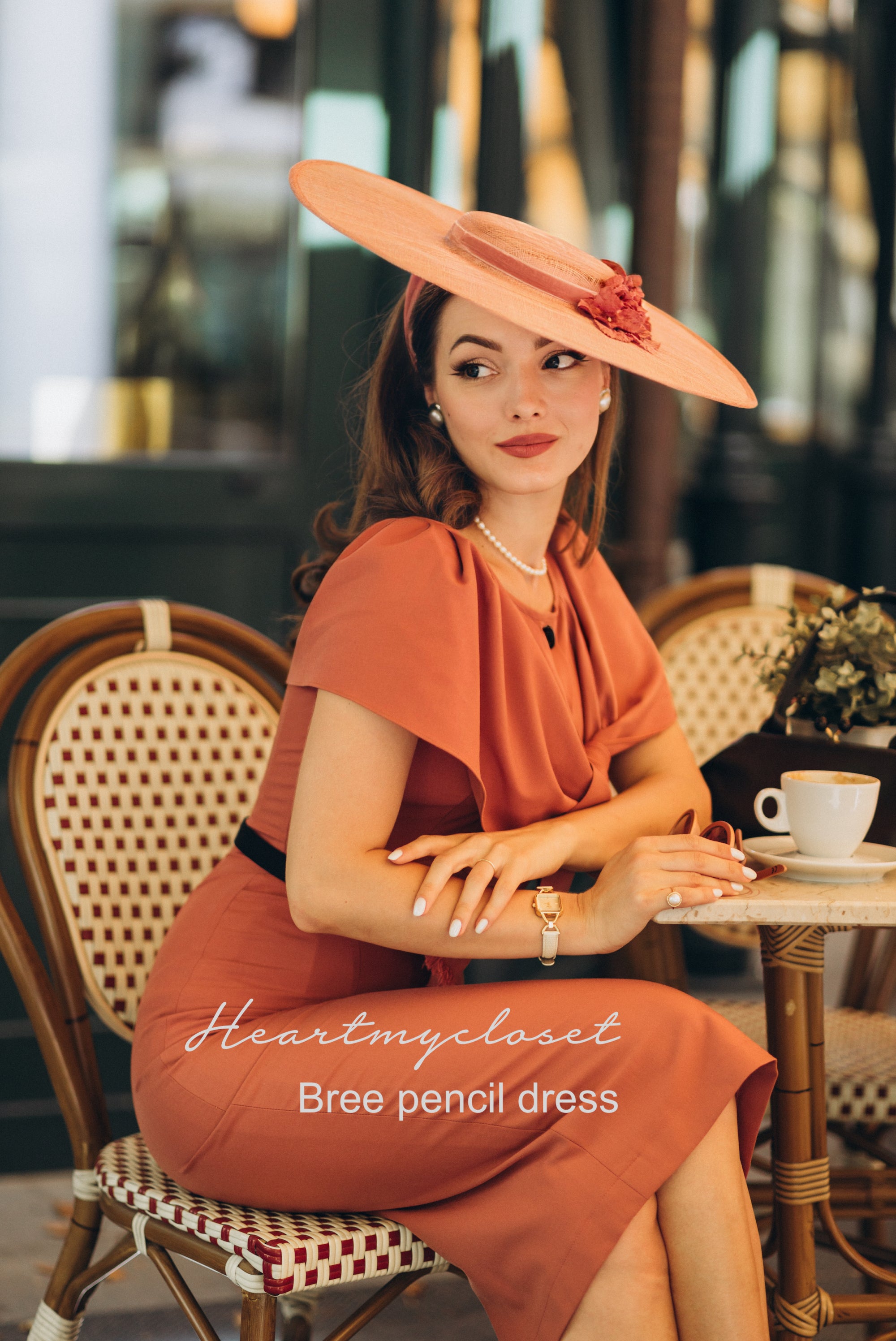 orange pencil dress Elegant V-Neck Design Waist-Cinched Pencil Dress, Comfortable Workwear Outfit, Daily Wear, Orange Color, Suitable For Occasions Like Tea Party, Office, Date, Birthday, Mother's Day, Wedding, Spring/Summer