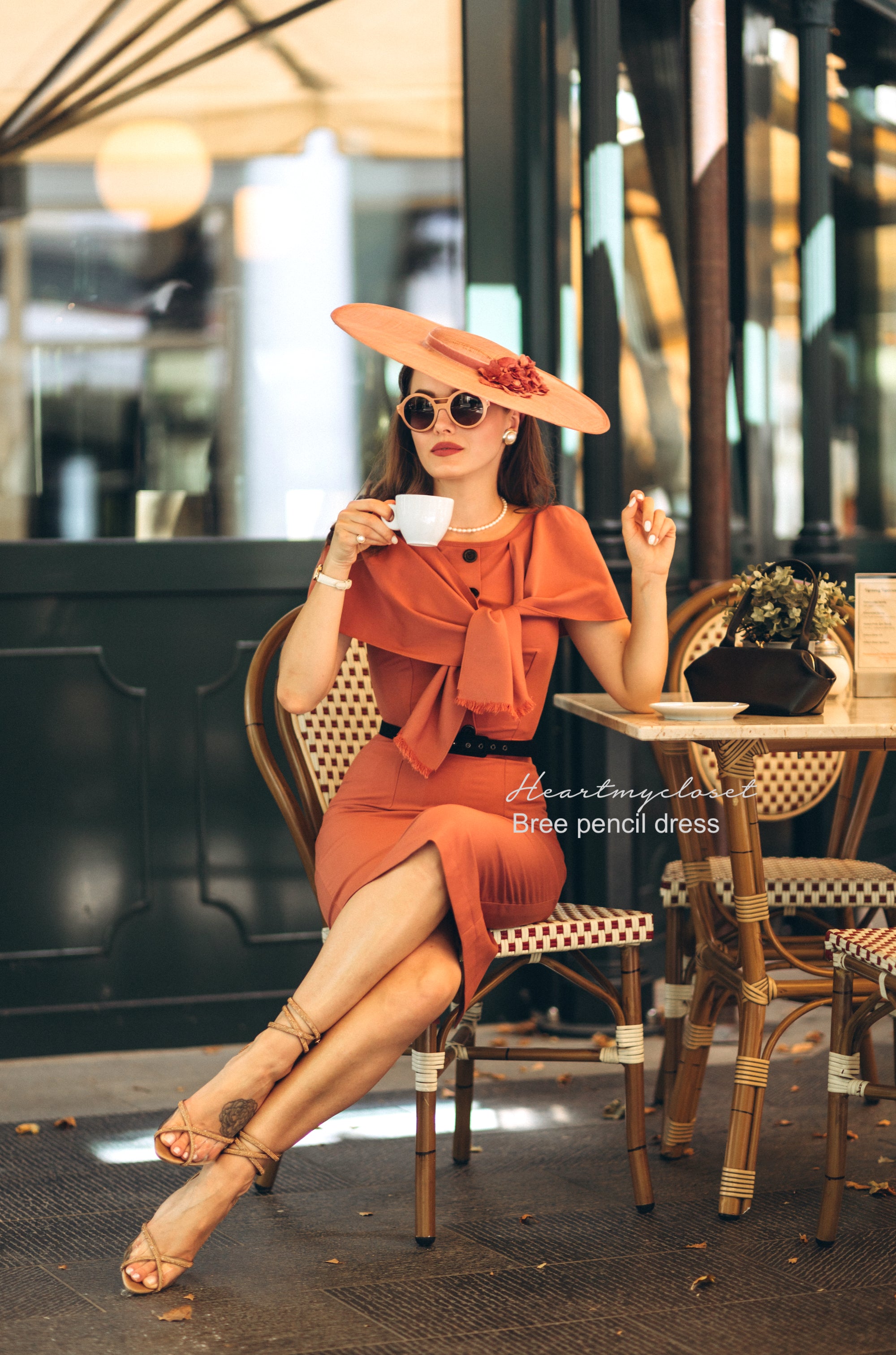 orange pencil dress Amal Dress