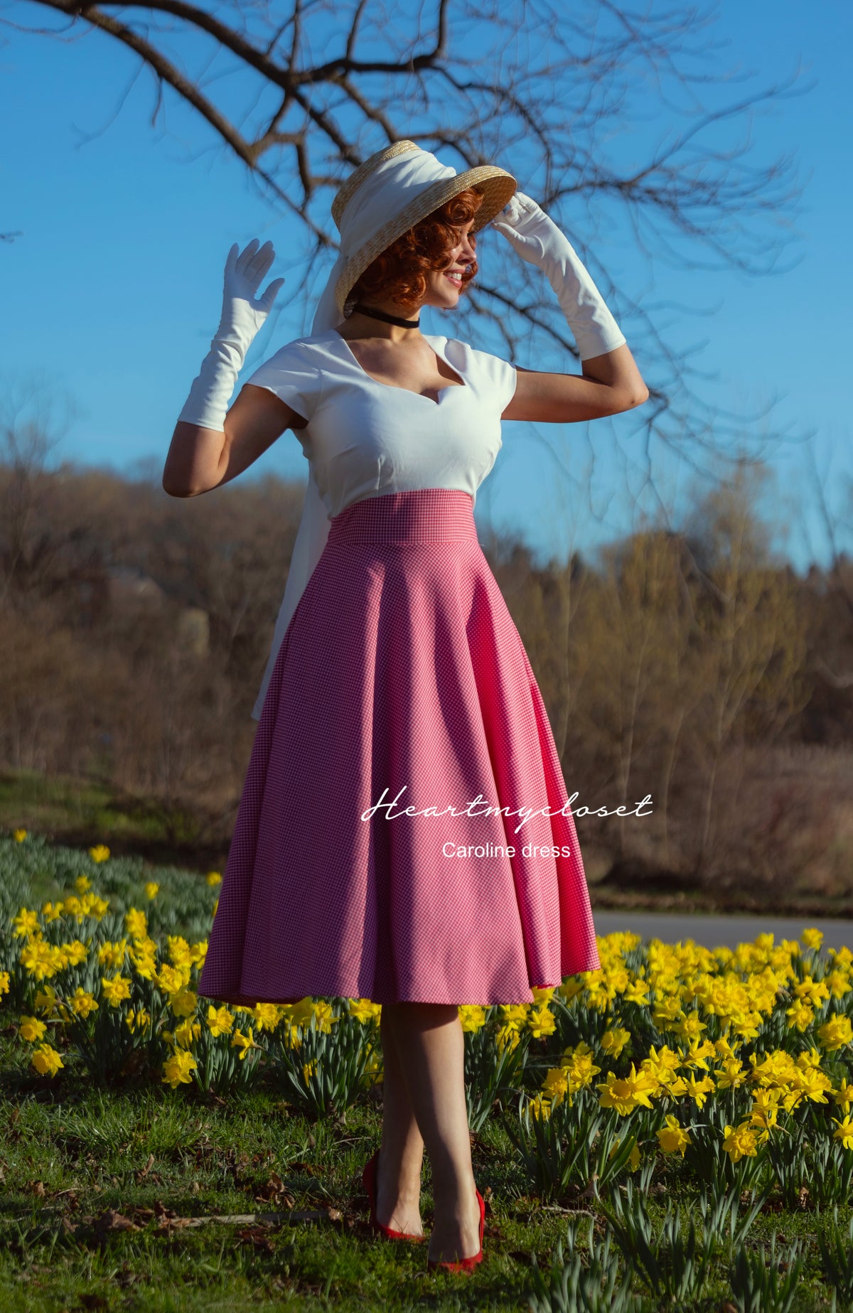 Caroline - swing retro dress with cap sleeves 50s 60s - heartmycloset