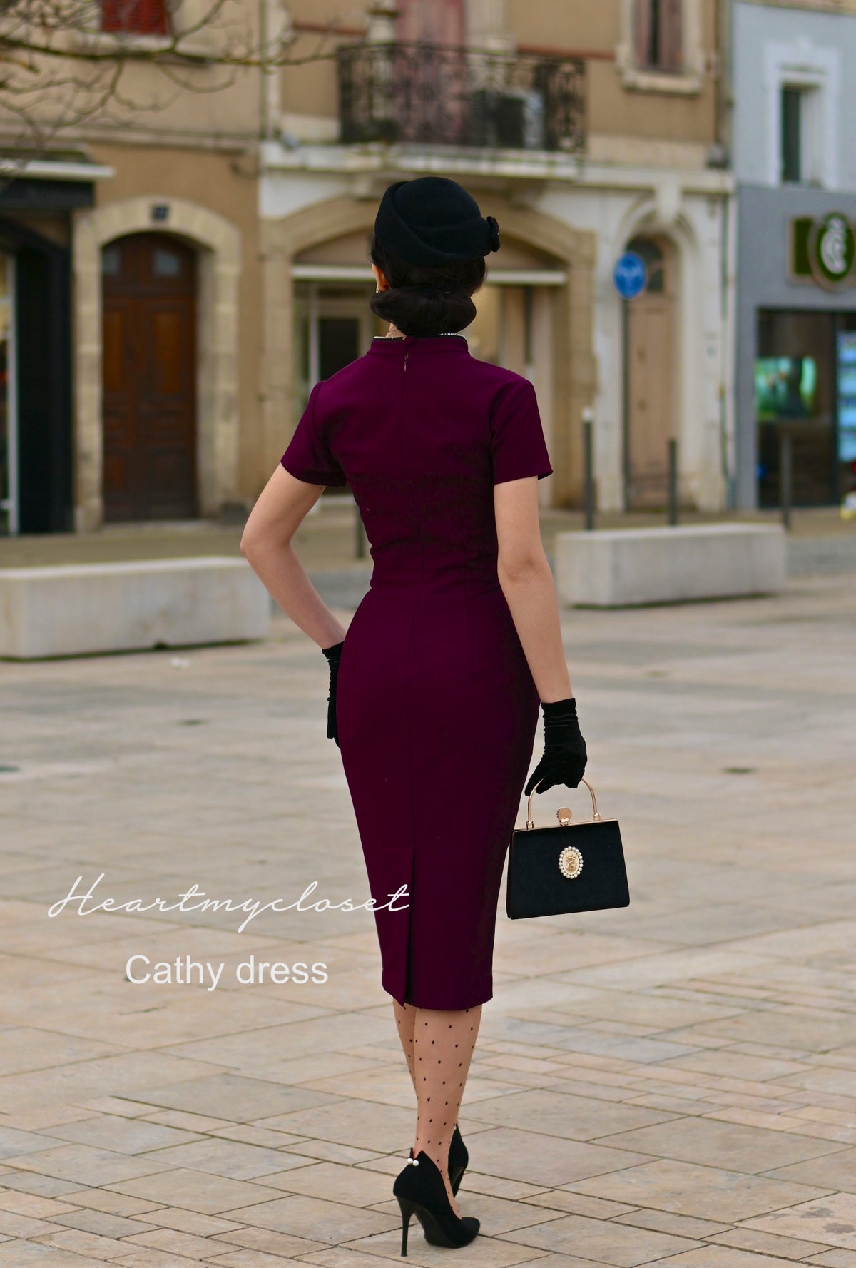 Cathy pencil - mandarin collar pencil dress - heartmycloset