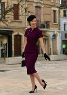Cathy pencil - mandarin collar pencil dress - heartmycloset