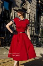 CECIL with belt - red bow dress with checkered - heartmycloset