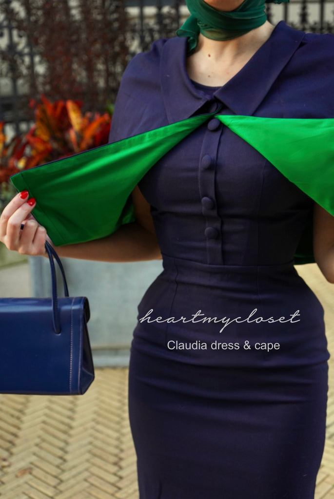 Claudia dress with short cape - vintage 1950s inspired outfit