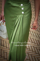 crepe satin JulieAnn - 1950s pleated vintage dress - heartmycloset