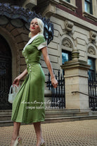 crepe satin JulieAnn - 1950s pleated vintage dress - heartmycloset