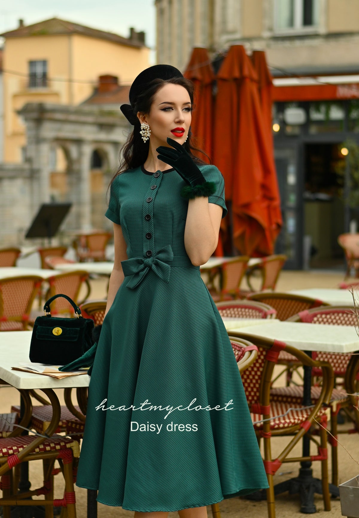 Daisy- houndstooth retro vintage dress 50s - heartmycloset