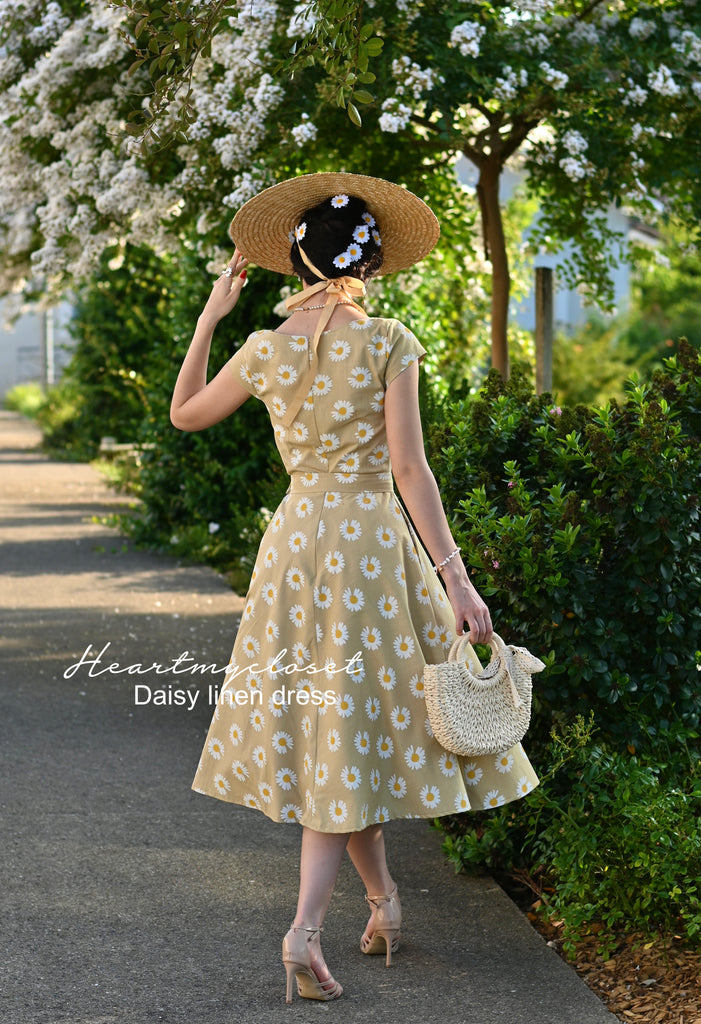 Daisy linen - Swing vintage inspired dress