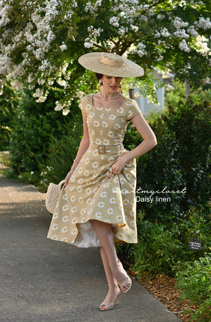 Daisy linen - Swing vintage inspired dress