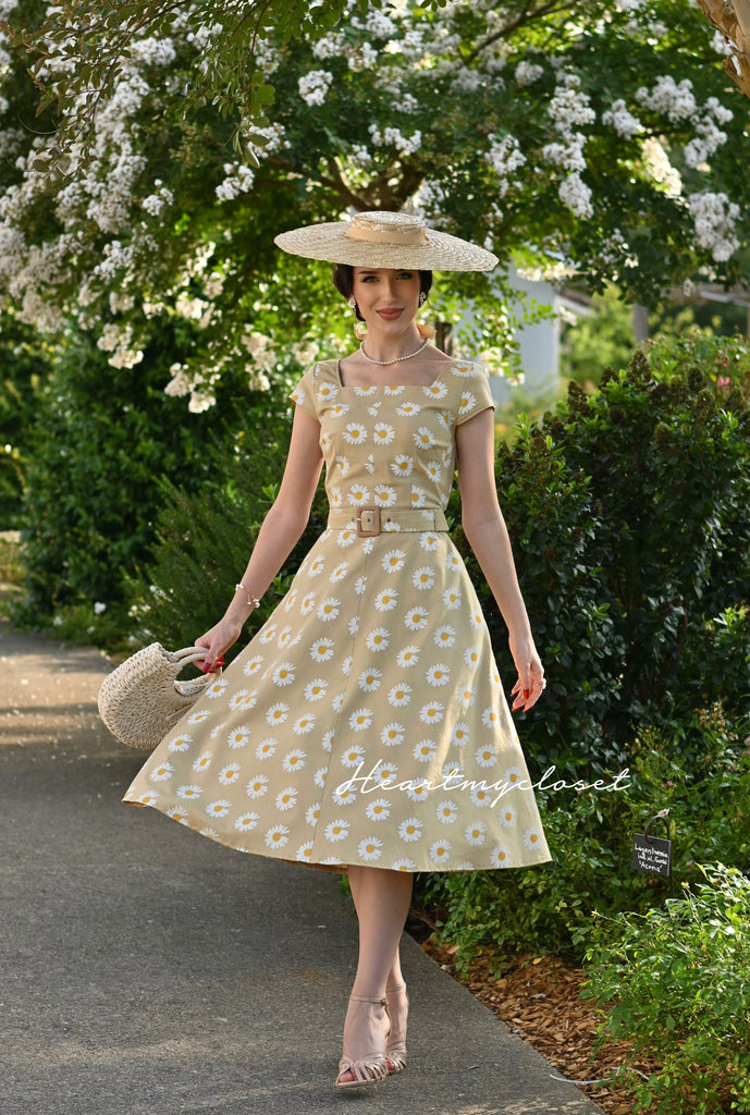 Daisy linen - Swing vintage inspired dress