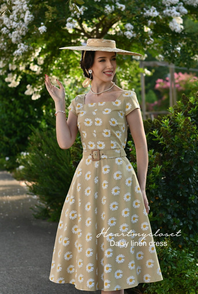 Daisy linen - Swing vintage inspired dress
