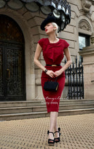 DARCY - wrap front pencil dress with cap sleeves - heartmycloset