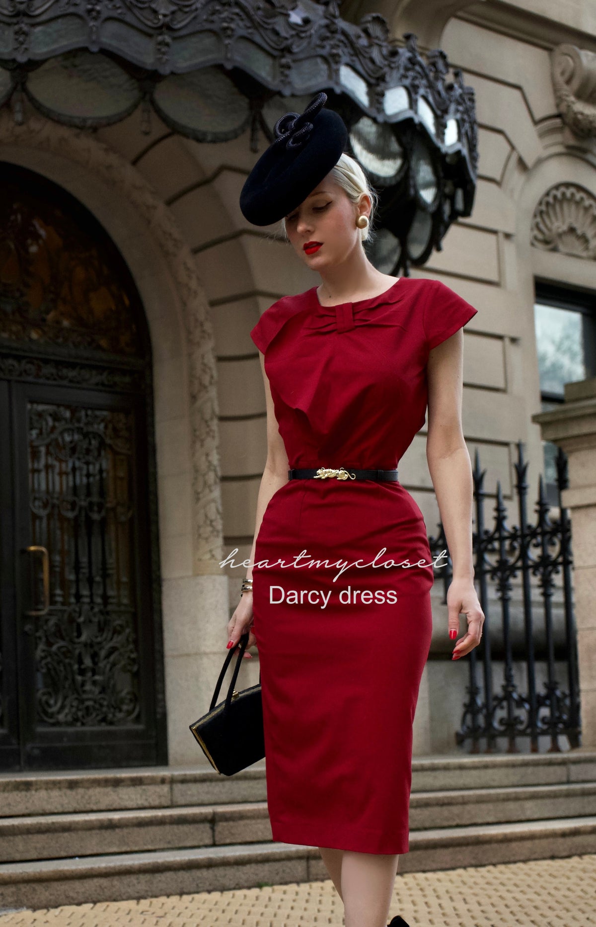DARCY - wrap front pencil dress with cap sleeves - heartmycloset